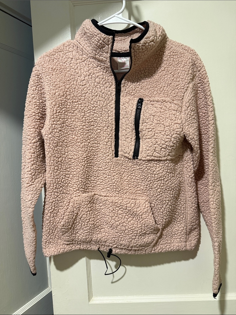 No Boundaries Blush Sherpa Half-Zip Pullover with Black Trim